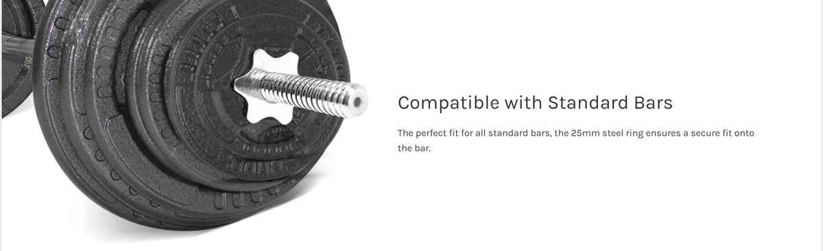 25mm steel ring on weight plate for standard bar fit